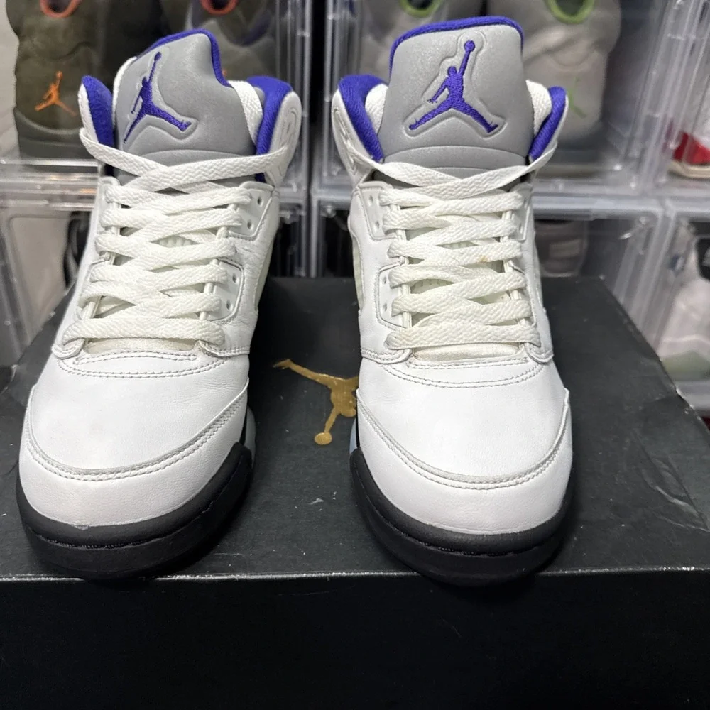 Jordan Air Jordan 5 Retro Concord White Purple Black Leather Sneakers size 7Y - Picture 2 of 13